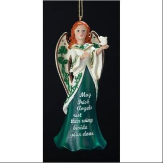 4.5" Luck of the Irish Angel "Rest Their Wings Beside Your Door" Christmas Ornament