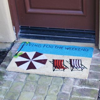 Living for the Weekend Beach Fun Welcome Doormat by Rubber Cal, Inc.