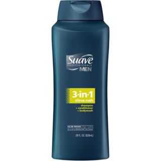 Suave Men Citrus Rush 3 in 1 Shampoo Conditioner and Body Wash, 28 fl oz