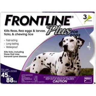 Frontline Plus Flea and Tick Control for Large Dogs 45 to 88 lbs., 3ct