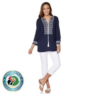 Margaritaville Embroidered Knit Tunic   8012579