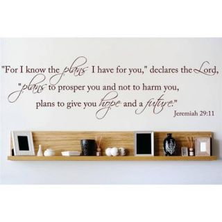 Design With Vinyl ''For I Know the Plans I Have for You, Declares the Lord'' Jeremiah 2911 Wall Decal''