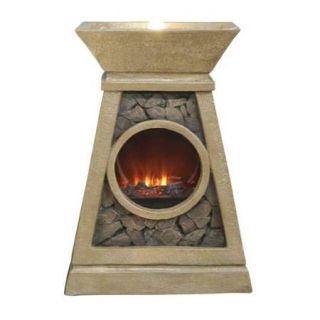 LED Fireplace Fountain with Cracked Stone Detail