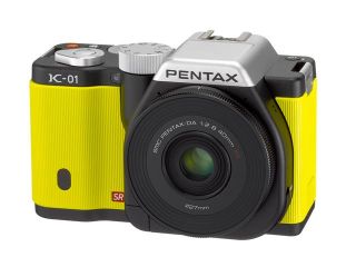 PENTAX K 01 (15372) Yellow 16.28 3.0" 921K LCD Digital SLR Camera with DA L 18 55 & 50 200 Dual Lenses