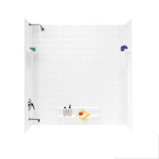 Swan 32 in. x 60 in. x 59 5/8 in. 5 piece Easy Up Adhesive Tub Wall in White TI 5 010