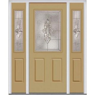 Milliken Millwork 60 in. x 80 in. Heirloom Master Decorative Glass 1/2 Lite Painted Fiberglass Smooth Prehung Front Door with Sidelites Z014152L