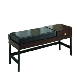 Monarch Specialties 48 in. L Leather Look/Cappuccino Bench in Dark Brown I 4522