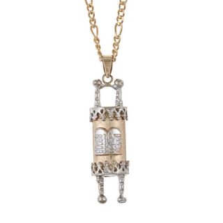 14k Two tone Gold Torah Scroll Necklace