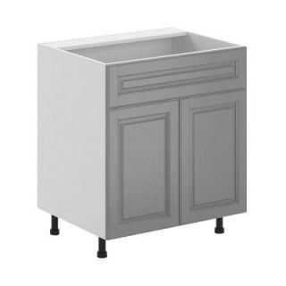 Fabritec 30x34.5x24.5 in. Buckingham Sink Base Cabinet with False Drawer Front in White Melamine and Door in Gray BSD30.W.BUCKI