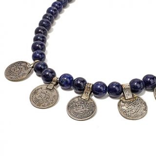 BAJALIA "Anoosha" Lapis Bead Coin Dangle 36 1/2" Necklace   7514009