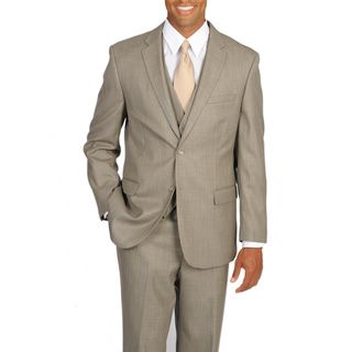 Caravelli Italy Mens Superior 150 Tan Vested 3 piece Suit