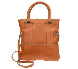 As Is B. Makowsky Glove Leather Fold Over Magazine Tote —