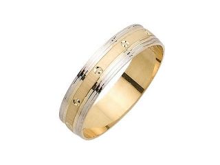 Flat Surface With Zero Fancy Women's 5 mm 14K Two Tone Gold Wedding Band