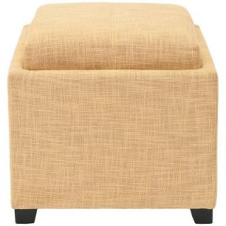 Safavieh Harrison Gold Birchwood Viscose/Polyester Single Tray Ottoman HUD8233E