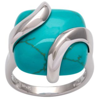 Glitzy Rocks Sterling Silver Square Turquoise Ring   13781162