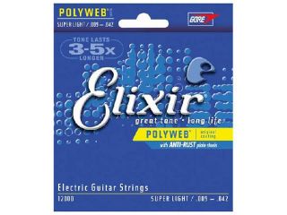 Elixir Electric Guitar Strings   6 String, Super Light, Polyweb Coating