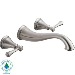 Delta Cassidy 2 Handle Wall Mount Bathroom Faucet with High Arc in Stainless 3597LF SSWL