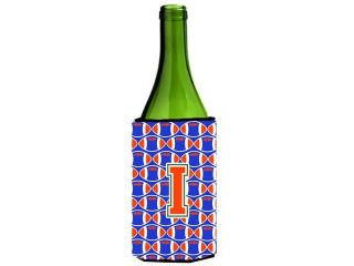 Letter I Football Green, Blue and Orange Wine Bottle Beverage Insulator Hugger CJ1083 ILITERK