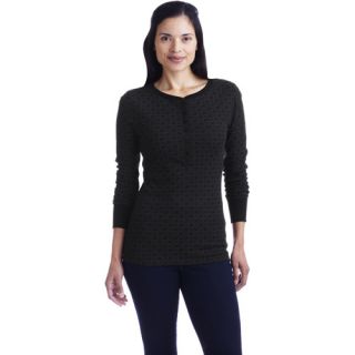 Faded Glory   Women's Plus Print Thermal Henley