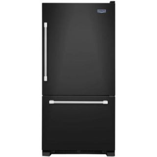Maytag 30 in. W 18.7 cu. ft. Bottom Freezer Refrigerator in Black with Stainless Steel Handles MBF1958DEE