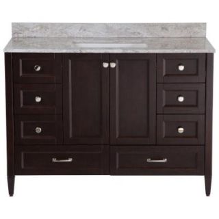Home Decorators Collection Claxby 48 in. Vanity in Chocolate with Stone Effect Vanity Top in Winter Mist SRSD48COMWM CH