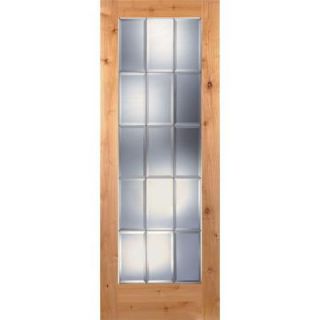 Feather River Doors 36 in. x 80 in. 15 Lite Clear Bevel Zinc Woodgrain Unfinished Knotty Alder Interior Door Slab KM15013068Z375