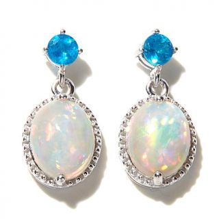 Colleen Lopez "Glowing Dreams" Opal and Neon Apatite Sterling Silver Drop Earri   7945034