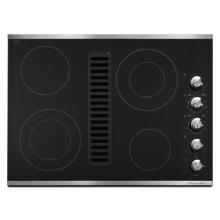 KitchenAid Smooth Surface Electric Cooktop with Downdraft Exhaust (Stainless Steel) (Common: 30 in; Actual 30.0625 in)