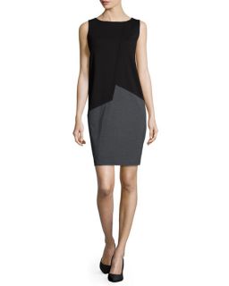 Lafayette 148 New York Sleeveless Asymmetric Colorblock Shift Dress