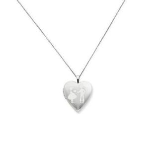 Sterling Silver 0.8IN Boy Giving a Heart to Girl Heart Locket w/ 18in Chain (0.7IN x 0.7IN )