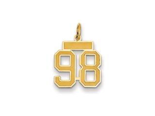 The Jersey Small Jersey Style Number 98 Pendant in 14K Yellow Gold