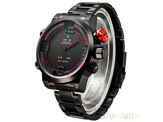 Men's 3D Dial Stainless Steel Date Timer LED Analog Quartz Sports Wrist Watch