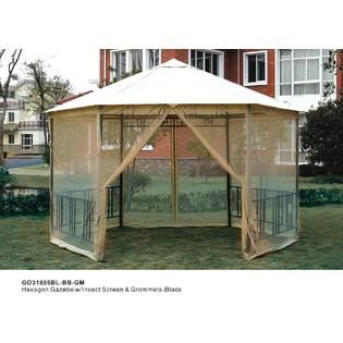 DC America Hexagon Gazebo with Insect Screen   Black   Outdoor Living