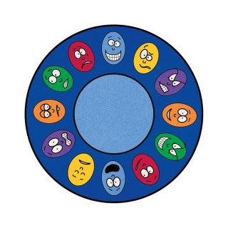 Learning Carpets Cut Pile Rug Round Blue Educational Area Rug (Common: 7 ft x 7 ft; Actual: 6 ft 6 in x 6 ft 6 in)