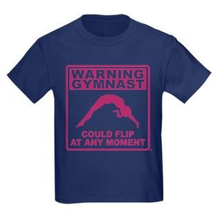 CafePress CafePress Warning Gymnast Could Flip Kids Dark T Shirt