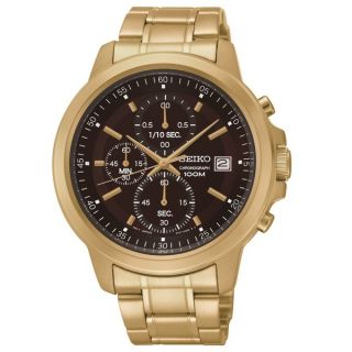 Seiko Mens SKS468 Gold Tonel Stainless Steel Chronograph Watch