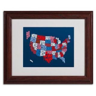 Trademark Fine Art 11 in. x 14 in. USA States Text Map 2 Matted Framed Art MT0240 W1114MF