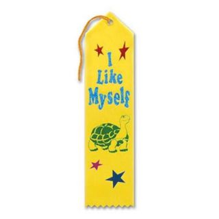 Pack of 6 Yellow "I Like Myself Award" School Award Ribbon Bookmarks 8"