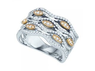 10k White Two Tone 0.49Ctw Diamond Fashion Wedding Ring Band
