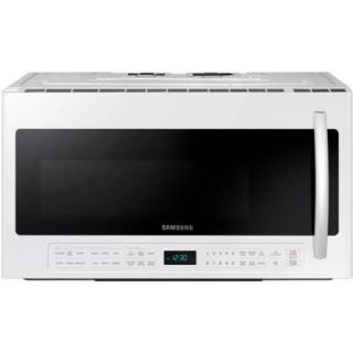 Samsung 30 in. W 2.1 cu. ft. Over the Range Microwave in White with Sensor Cooking and Ceramic Enamel Interior ME21H706MQW