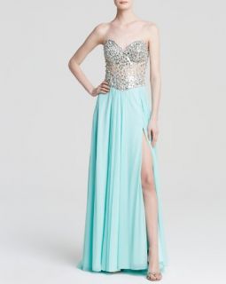 Terani Couture Gown   Strapless Sweetheart Neck Embellished Bodice & Chiffon Skirt