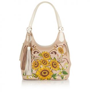 Sharif Embroidered Leather Shopper with Signature Print Wristlets   7674236