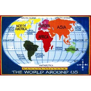 Fun Time Kids World Map Size: 5 3 x 7 6   Home   Home Decor   Rugs