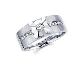 Mens Diamond Wedding Band 14k White Gold Anniversary Ring (0.44 Carat)