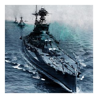 Flags Vintage WW2 U.S. Battleships at Sea Photographic Print on Canvas