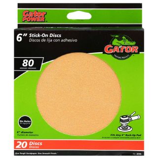 Gator 20 Pack 6 in W x 6 in L 80 Grit Commercial Stick On Sanding Disc Sandpaper