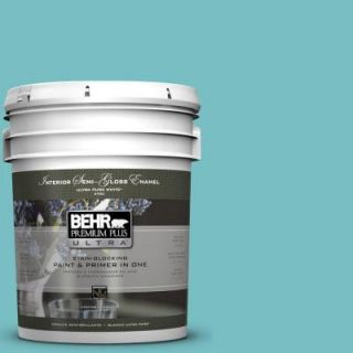 BEHR Premium Plus Ultra 5 gal. #M460 4 Pure Turquoise Semi Gloss Enamel Interior Paint 375405