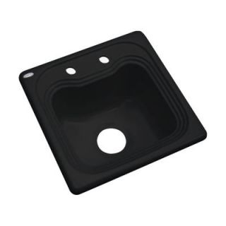 Thermocast Oxford Drop In Acrylic 16 in. 2 Hole Single Bowl Entertainment Sink in Black 19299