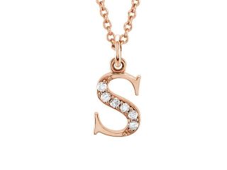 The Kelly 14K Rose Gold Diamond Lower Case Letter 's' Necklace, 16 in