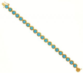 As Is Sleeping Beauty Turquoise Sterl/18KPlated 6 3/4 Bracelet —